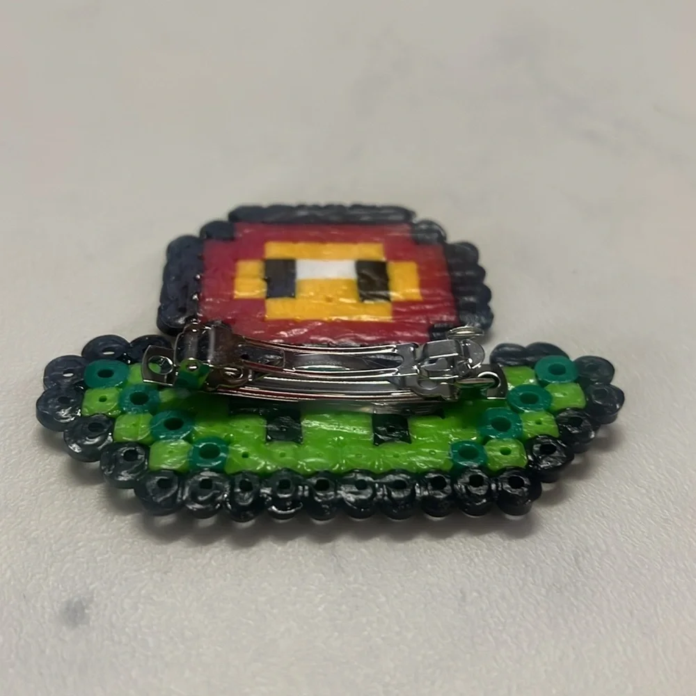 Handmade Super Mario Pearler Bead Fire Flower Hair Clip